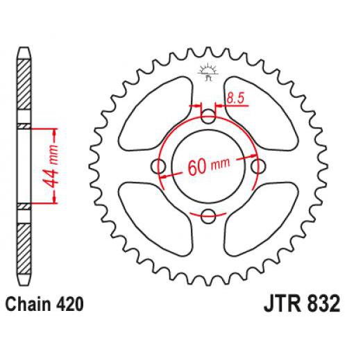 Звездочка ведомая JTR832.40 зубьев