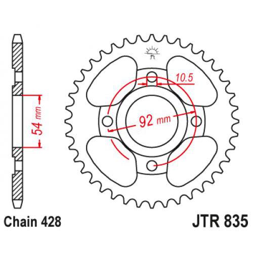 Звездочка ведомая JTR835.46 зубьев