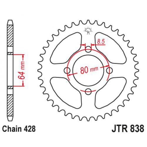 Звездочка ведомая JTR838.39 зубьев
