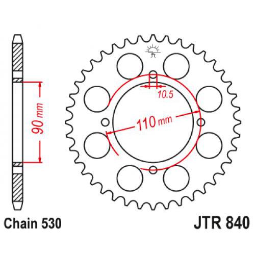 Звездочка ведомая JTR840.38 зубьев