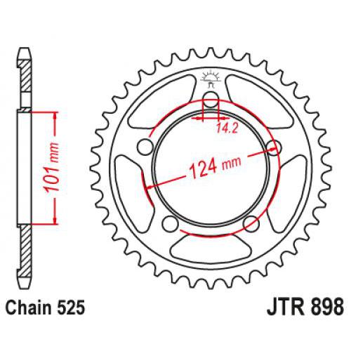 Звездочка ведомая JTR898.37 зубьев