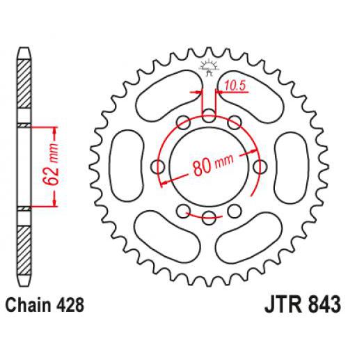 Звездочка ведомая JTR843.48 зубьев