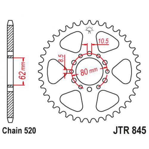 Звездочка ведомая JTR845.49 зубьев
