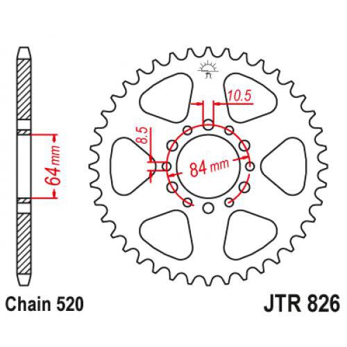 Купить звездочку ведомую JTR826.47 зубьев Звездочка ведомая JTR826.47 зубьев
