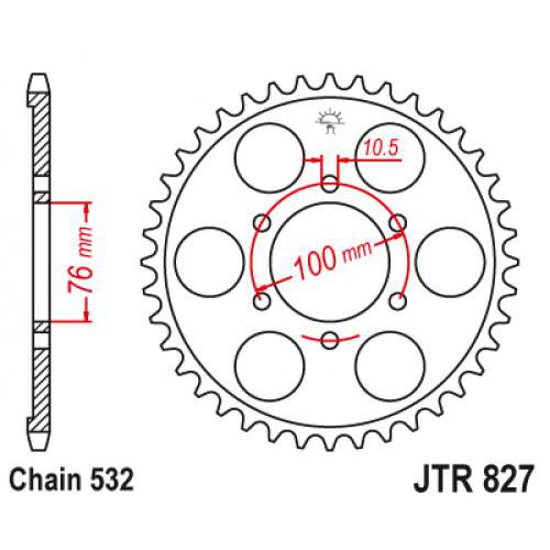 Звездочка ведомая JTR827.52 зубьев