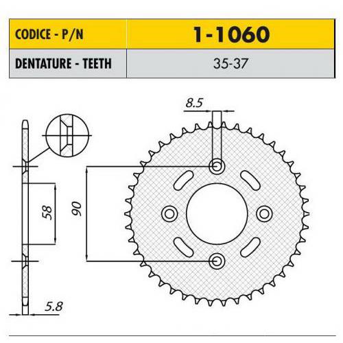 Звездочка ведущая Sunstar 1-1060-37 зубьев