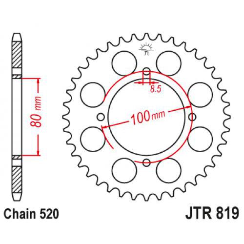 Купить звездочку ведомую JTR819.47 зубьев Звездочка ведомая JTR819.47 зубьев