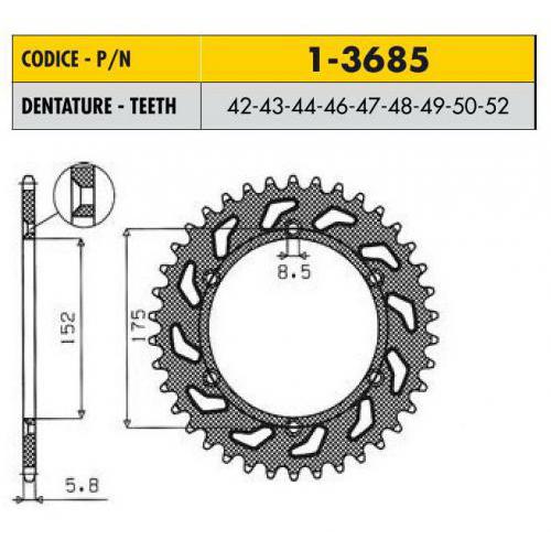 Звездочка ведущая Sunstar 1-3685-50 зубьев