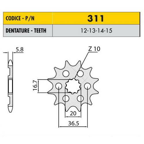 Звездочка ведущая Sunstar 311-12 зубьев