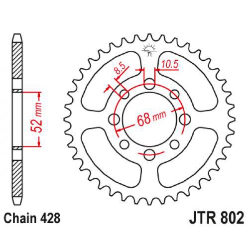 Звездочка ведомая JTR802.45 зубьев