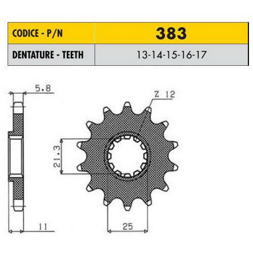 Звездочка ведущая Sunstar 383-14 зубьев