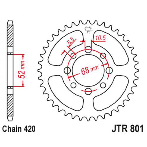 Звездочка ведомая JTR801.30 зубьев