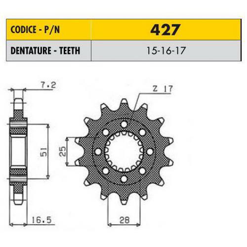 Звездочка ведущая Sunstar 427-16 зубьев