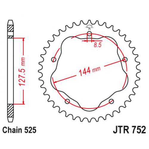 Звездочка ведомая JTR752.45 зубьев