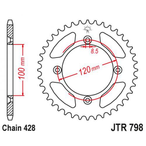 Звездочка ведомая JTR798.44 зубьев