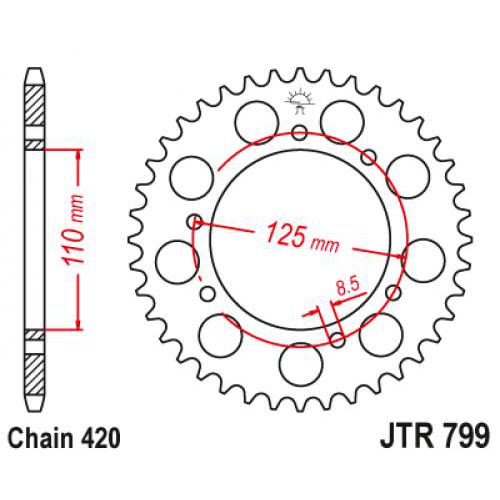 Звездочка ведомая JTR799.50 зубьев