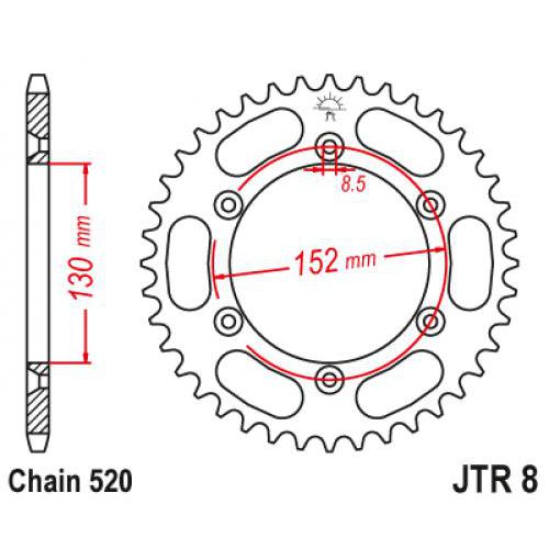 Купить звездочку ведомую JTR8.51 зубьев Звездочка ведомая JTR8.51 зубьев