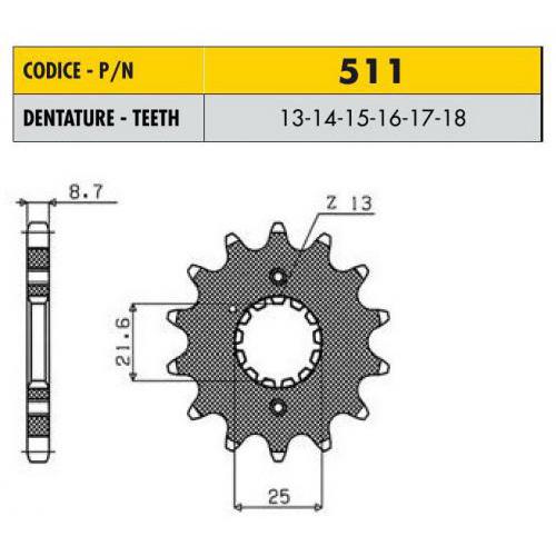 Звездочка ведущая Sunstar 511-13 зубьев