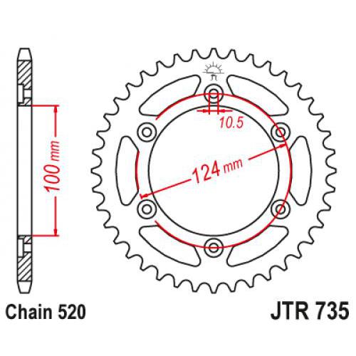 Купить звездочку ведомую JTR735.45 зубьев Звездочка ведомая JTR735.45 зубьев