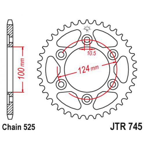 Звездочка ведомая JTR745.39 зубьев