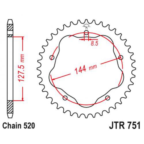 Звездочка ведомая JTR751.42 зубьев