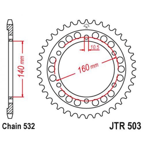 Звездочка ведомая JTR503.45 зубьев