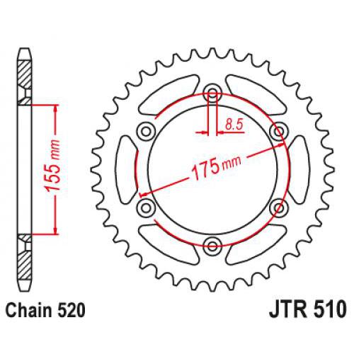 Звездочка ведомая JTR510.48 зубьев