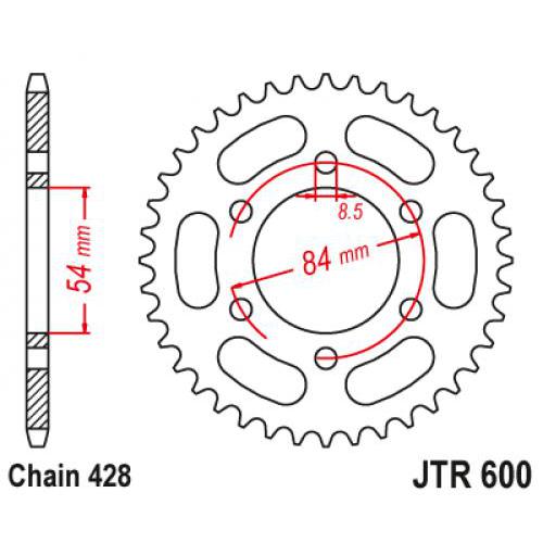 Купить звездочку ведомую JTR600.52 зубьев Звездочка ведомая JTR600.52 зубьев