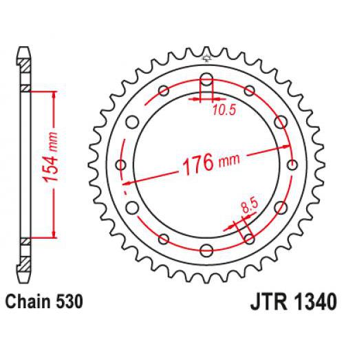 Звездочка ведомая JTR1340.44 зубьев