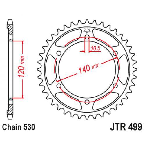Звездочка ведомая JTR499.46 зубьев