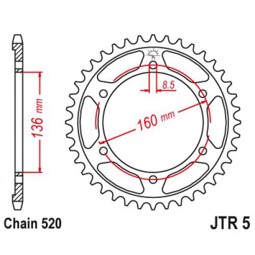 Купить звездочку ведомую JTR5.43 зубьев Звездочка ведомая JTR5.43 зубьев
