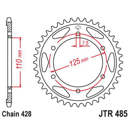 Звездочка ведомая JTR485.46 зубьев