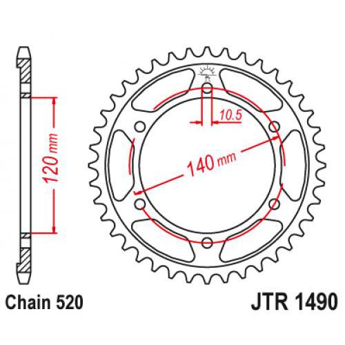 Купить звездочку ведомую JTR1490.37 зубьев Звездочка ведомая JTR1490.37 зубьев