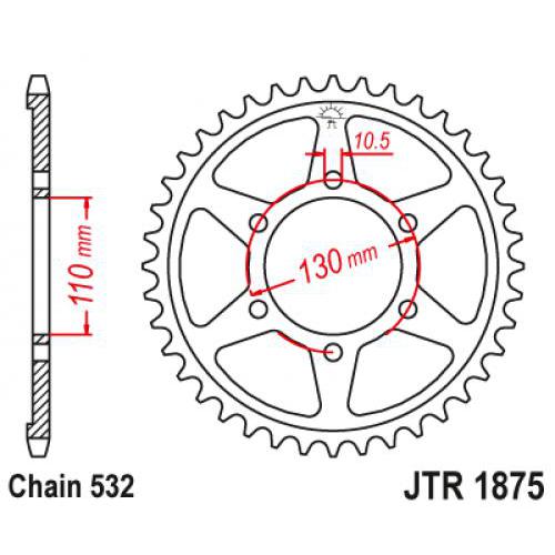Купить звездочку ведомую JTR1876.43 зубьев Звездочка ведомая JTR1876.43 зубьев