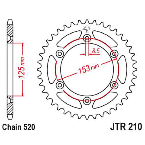 Звездочка ведомая JTR210.38 зубьев