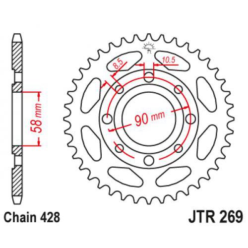 Купить звездочку ведомую JTR269.40 зубьев Звездочка ведомая JTR269.40 зубьев