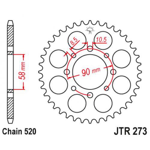 Звездочка ведомая JTR273.45 зубьев