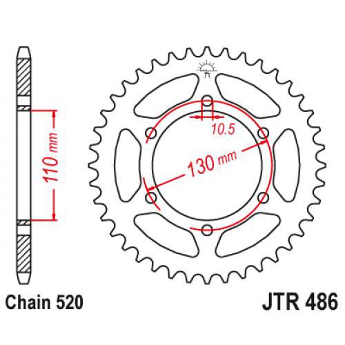 Купить звездочку ведомую JTR486.41 зубьев Звездочка ведомая JTR486.41 зубьев