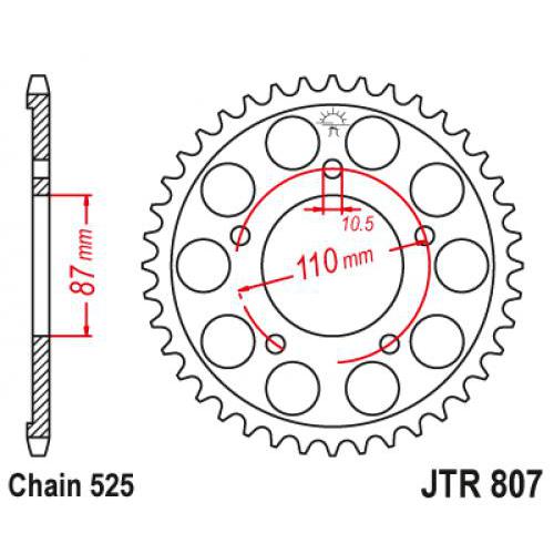 Звездочка ведомая JTR807.44 зубьев, ZBK