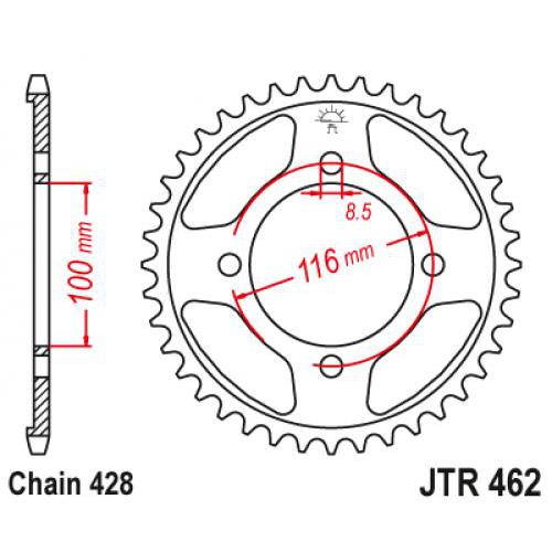 Звездочка ведомая JTR462.51 зубьев