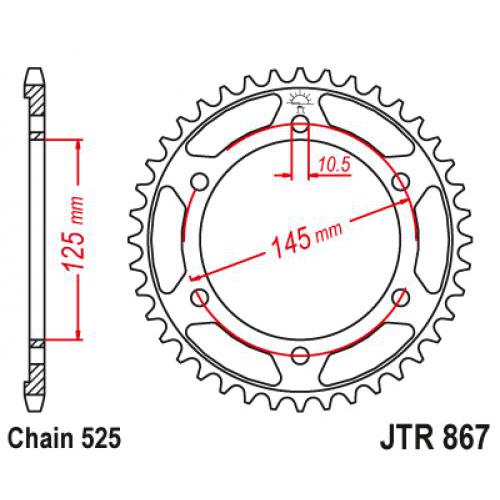 Звездочка ведомая JTR867.44 зубьев