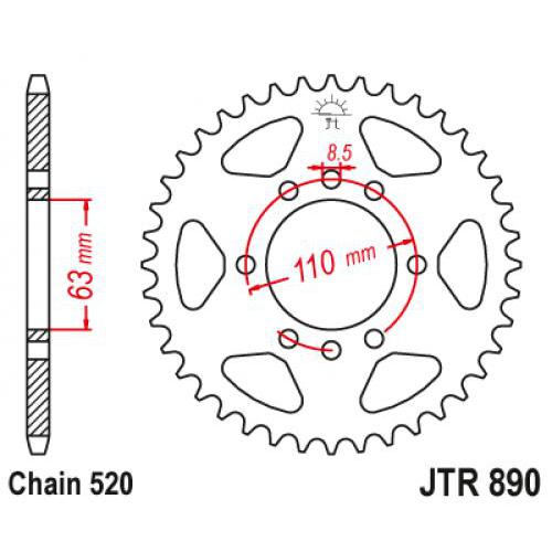 Купить звездочку ведомую JTR890.45 зубьев Звездочка ведомая JTR890.45 зубьев